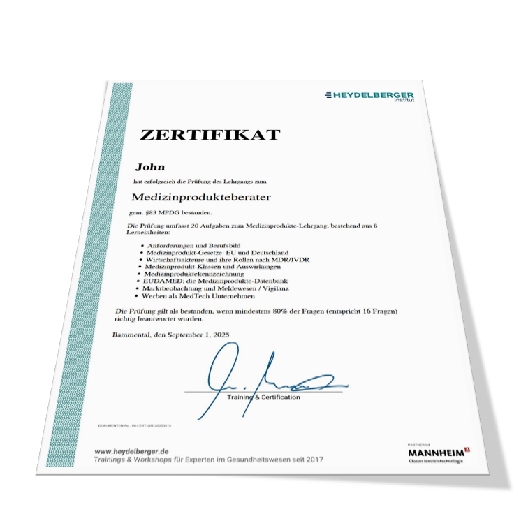 Medizinprodukteberater Prüfung inkl. Zertifikatsausstellung – Bild 2
